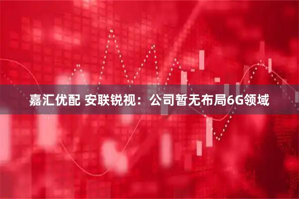 嘉汇优配 安联锐视：公司暂无布局6G领域
