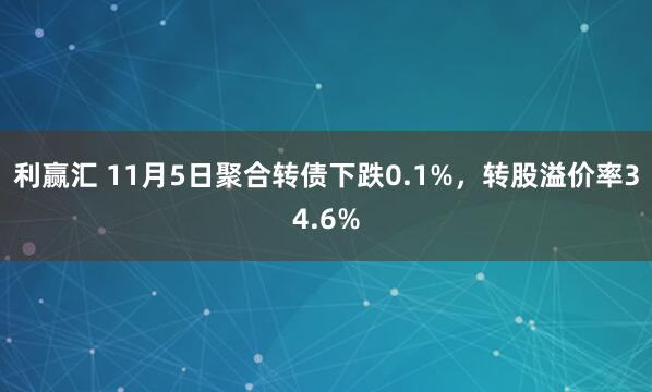 利赢汇 11月5日聚合转债下跌0.1%，转股溢价率34.6%