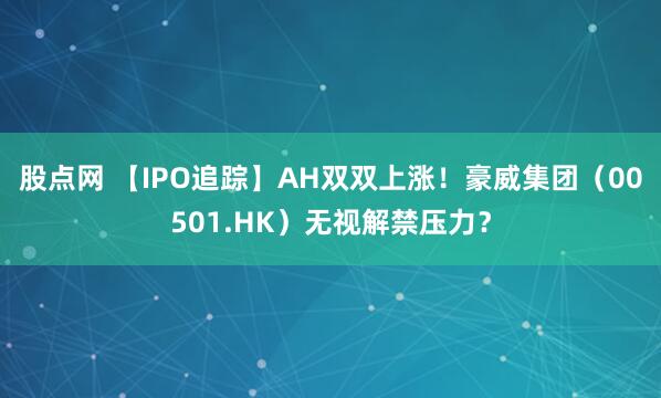 股点网 【IPO追踪】AH双双上涨!豪威集团(00501.HK)无视解禁压力?